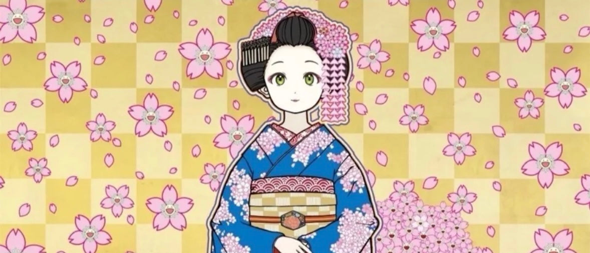 Takashi Murakami - Maiko in Kyoto, Cherry Blossoms on Blue – Toyol