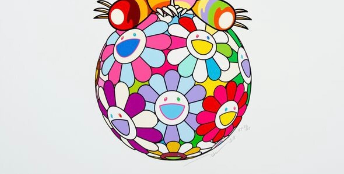 Takashi Murakami - Atop a Ball of Flowers, a Panda Cub Sits