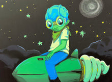 Load image into Gallery viewer, Hebru Brantley - Night Flight (Glow in Dark, Rocket, Fly Boy)