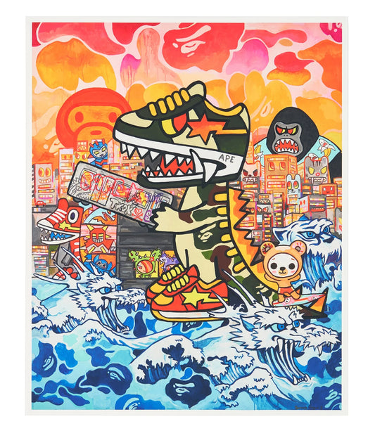 Simone Legno - Military BAPE Sta Kaiju ( Blue, Bathing Ape, Dragon)