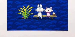 Takashi Murakami - Snow, Moon, and Flower: Kaikai and Kiki Viewing the Moon (Blue, Sky)