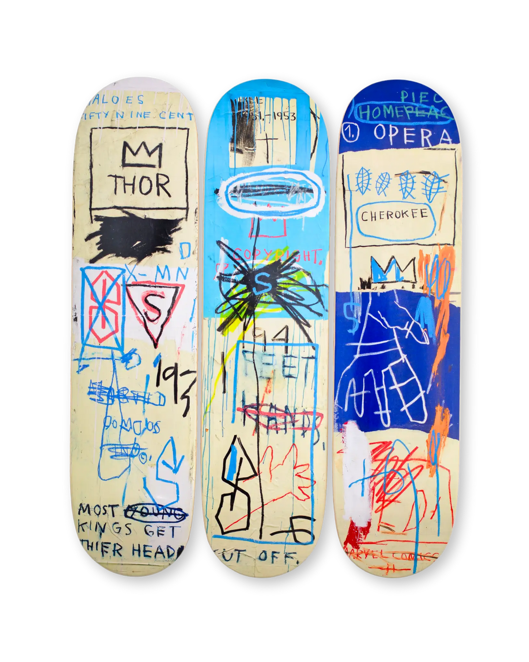 Jean-Michel Basquiat - Charles The First (Skateboard Triptych, Complete set of 3)