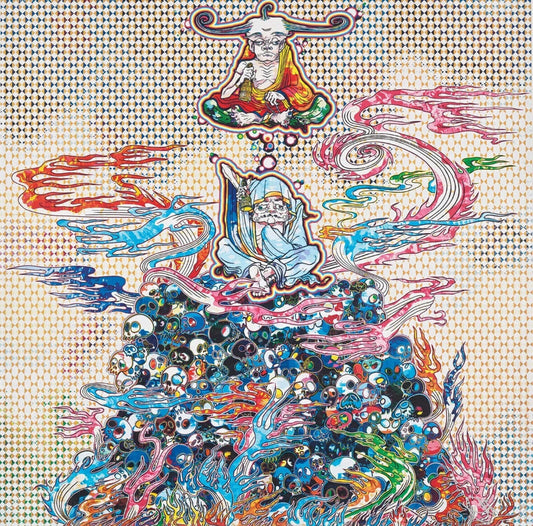 Takashi Murakami - 2 Arhats Meditating Amid the Hellfire of the Mound of the Dead
