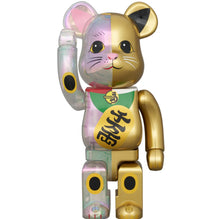 Load image into Gallery viewer, Medicom Toy - Bearbrick Fortune Cat  100% &amp; 400% (Be@rbrick, Gold Plated, Transparent, Pink)
