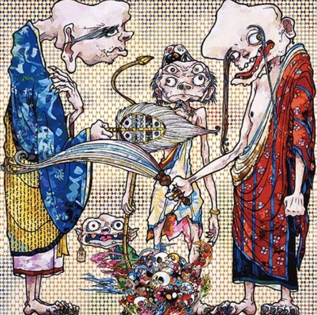 Takashi Murakami - 4 Arhats, One with Four Eyes ( Four, Blue, Red, Buddhism, Nirvana)