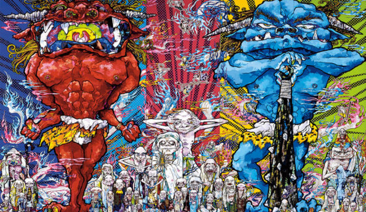 Takashi Murakami - Red Demon and Blue Demon with 48 Arhats