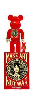 Shepard Fairey - MAKE ART NOT WAR BE@RBRICK 100% & 400%  (Bearbrick, Obey, Medicom Toy)