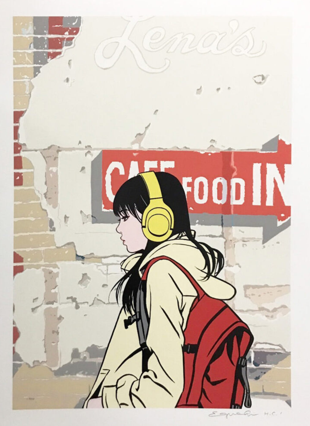 江口寿史　版画『Lena's Cafe』 Hisashi Eguchi 江口寿史- Lena's Cafe – Toyol Toys