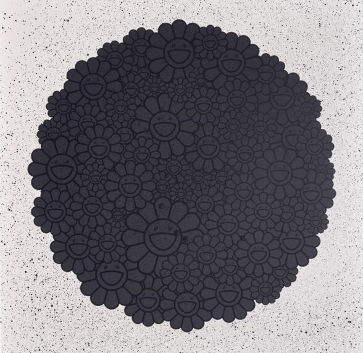 Takashi Murakami - Black Flowers Round (TM/KK for Black