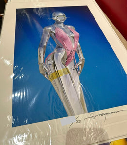 Hajime Sorayama - Giclée #008 ( Sexy Robot, Pink Dress, Blue)
