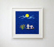 Load image into Gallery viewer, Takashi Murakami - Snow, Moon, and Flower: Kaikai and Kiki Viewing the Moon (Blue, Sky)
