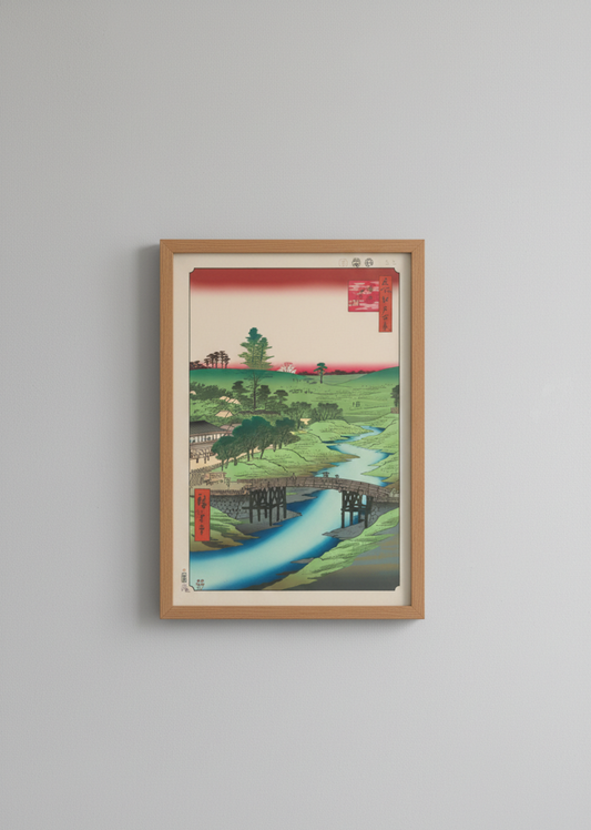 Takashi Murakami - Hiroshige's 100 Famous Views of Edo- Japonisme Reconsidered—Furukawa River, Hiroo ( DOB, Bridge, Kaikai Kiki)