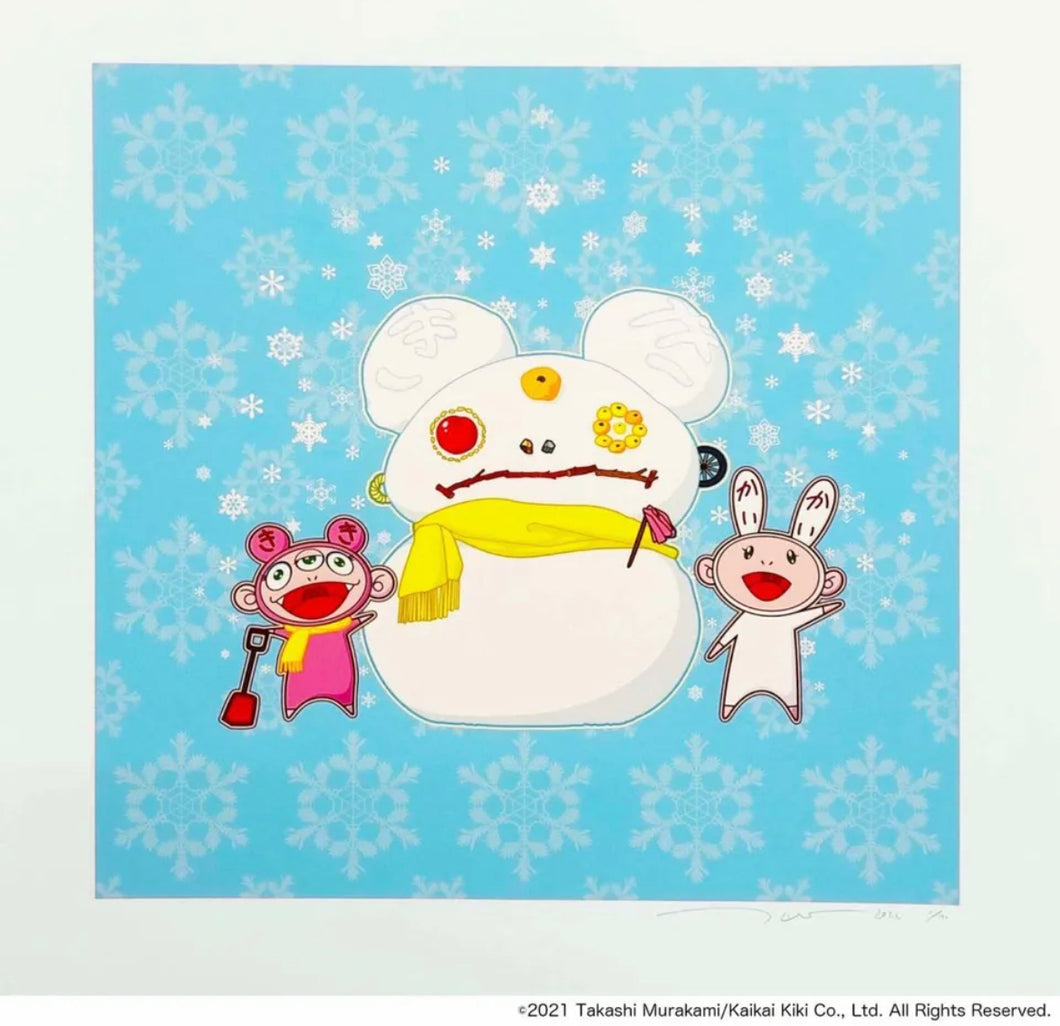 Takashi Murakami - Snow, Moon, and Flower: Snowman with Kaikai and Kiki